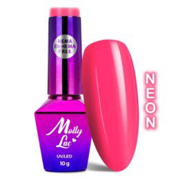 Lakier hybrydowy MollyLac Power Flower Pink gerbera Hema/di-Hema free Neon 10g Nr 722