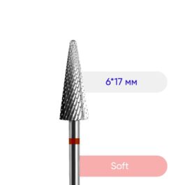 Nails Of The Day Frez karbidowy, stożek czerwony 6x17mm