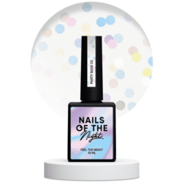 Nails Of The Day Party base 02 – mleczna baza z holograficznymi sześciokątami, 10 ml