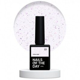 Nails Of The Day Potal base 01 – mleczno-fioletowa baza ze srebrno-fioletowymi płatkami, 10 ml