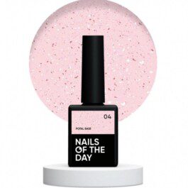 Nails Of The Day Potal base 04 – różowa baza ze złoto-różowymi płatkami, 10 ml