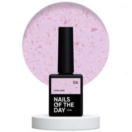 Nails Of The Day Potal base 06 – jasno-różowa baza z miedzianymi płatkami, 10 ml