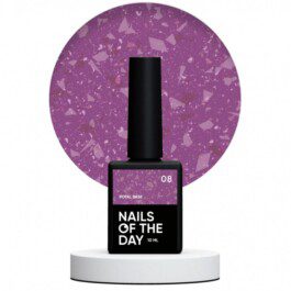 Nails Of The Day Potal base 08 – bordowa baza z miedzianymi płatkami, 10 ml