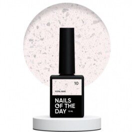 Nails Of The Day Potal base 10 – chłodno-mleczna baza ze srebrnymi płatkami, 10 ml