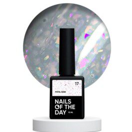 Nails Of The Day Potal base 17 – delikatno-mleczna baza z holograficznymi płatkami, 10 ml