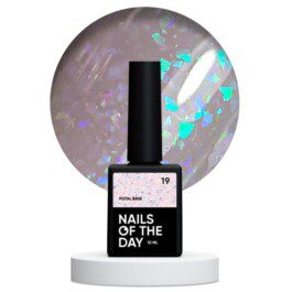 Nails Of The Day Potal base 19 – delikatno-mleczna baza z holograficznymi płatkami, 10 ml