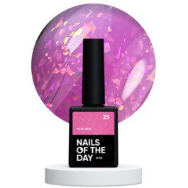 Nails Of The Day Potal base 23 – ciemno-różowa baza z holograficznymi płatkami, 10 ml