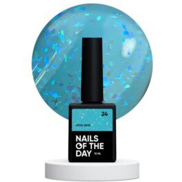 Nails Of The Day Potal base 24 – turkusowa baza z holograficznymi płatkami, 10 ml