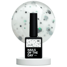 Nails Of The Day Potal base 30 – mleczna baza z czarnym oraz zielonym brokatem, 10 ml