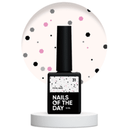 Nails Of The Day Potal base 31 – mleczna baza z czarnym oraz różowym brokatem, 10 ml