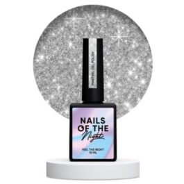 NAILSOFTHENIGHT Martini – srebrny lakier hybrydowy z odblaskową drobinką, 10 ml