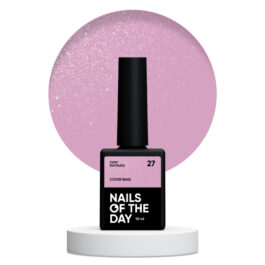 NAILSOFTHEDAY Cover base NEW 27 – półprzezroczysta różowa baza ze srebrną drobinką, 10 ml