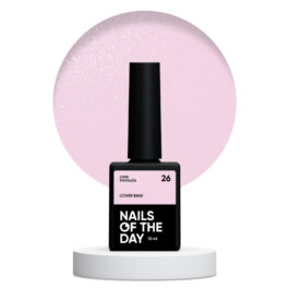 NAILSOFTHEDAY Cover base NEW 26 – półprzezroczysta delikatno-różowa baza ze srebrną drobinką, 10 ml