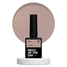 NAILSOFTHEDAY Cover base NEW 30 – półprzezroczysta naturalno-nudowa baza ze złotą drobinką, 10 ml