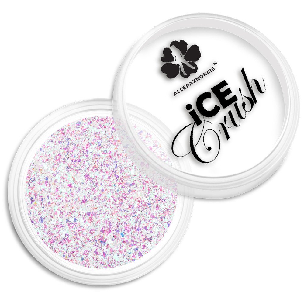 Pyłek do paznokci Ice Crush Allepaznokcie Nr 2 efekt kruszonego lodu różowy holo