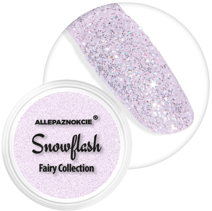Pyłek do paznokci Snowflash Nr 1 biały brokat odblaskowy efekt flash