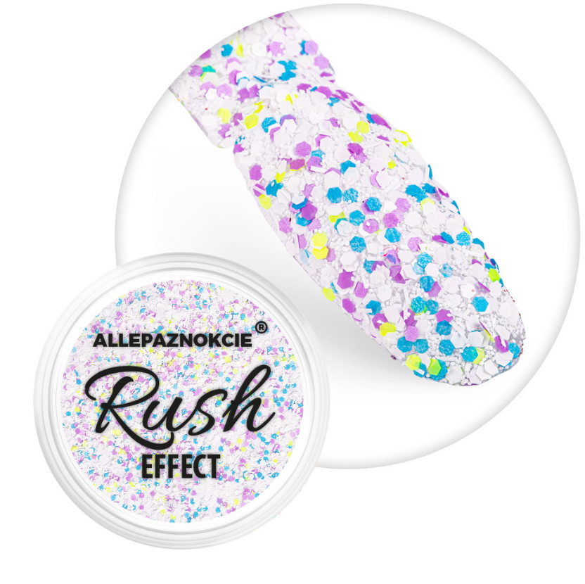 Pyłek do paznokci Rush Effect Nr 15 czarno-białe drobinki efekt przepiórczego jajka