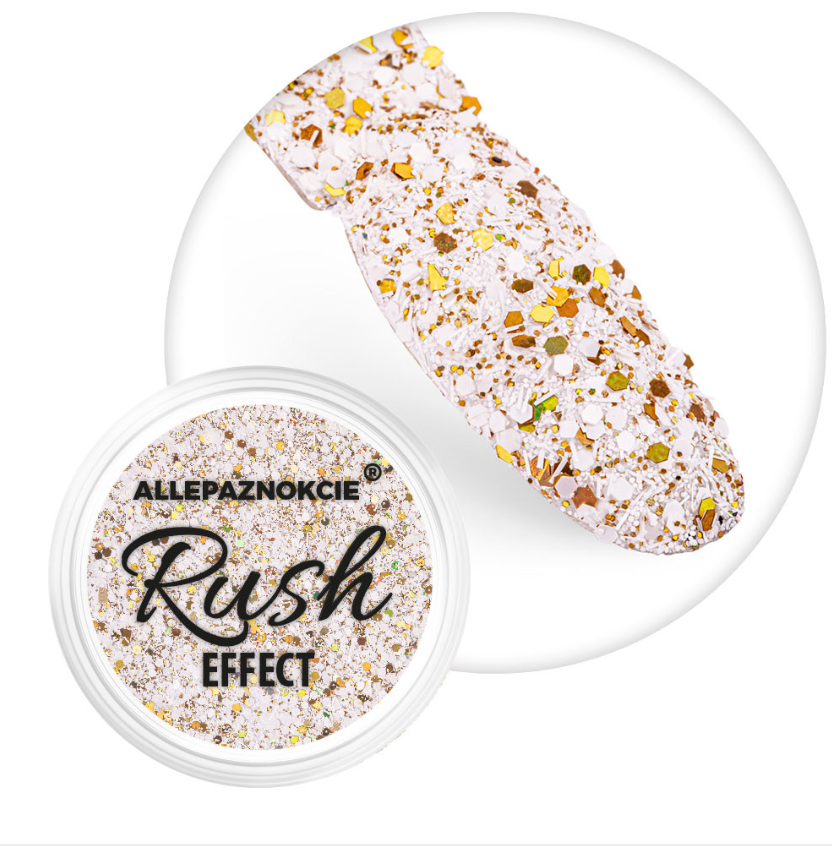 Pyłek do paznokci Rush Effect Nr 2 białe drobinki efekt przepiórczego jajka