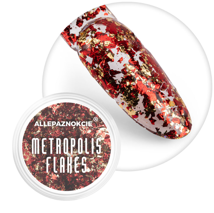Pyłek do paznokci Metropolis Flakes Nr 6 płatki yuki kameleon miedziany złoty zieleń